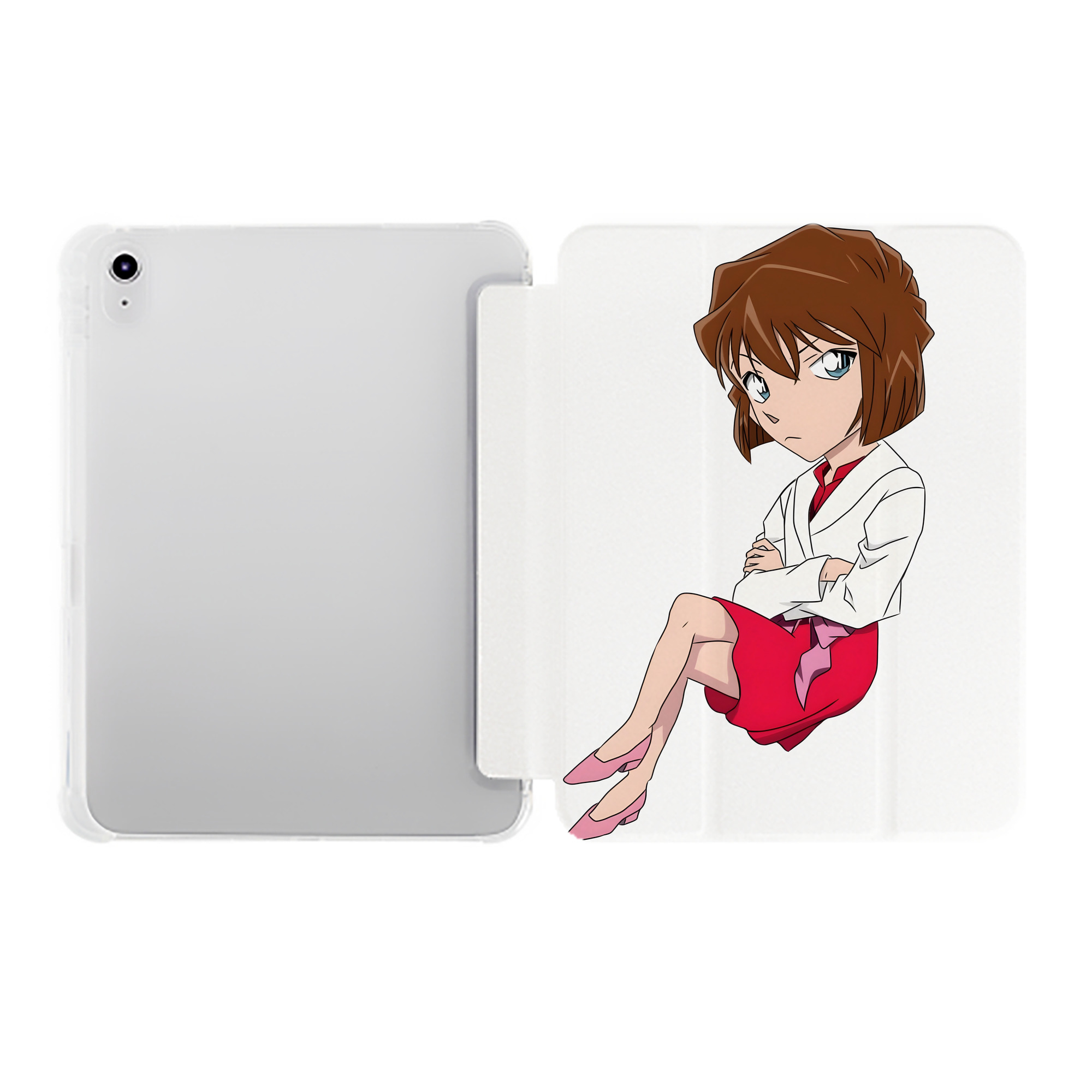 （画像用） 名探偵コナン 灰原 哀 はいばら あい Detective Conan Anita Hailey、Vi Graythorn Haibara Ai IPad ケース ペン収納付き 三つ折りスタンド PUレザー×シリコン 対応機種9.5/10.5/10.9インチ